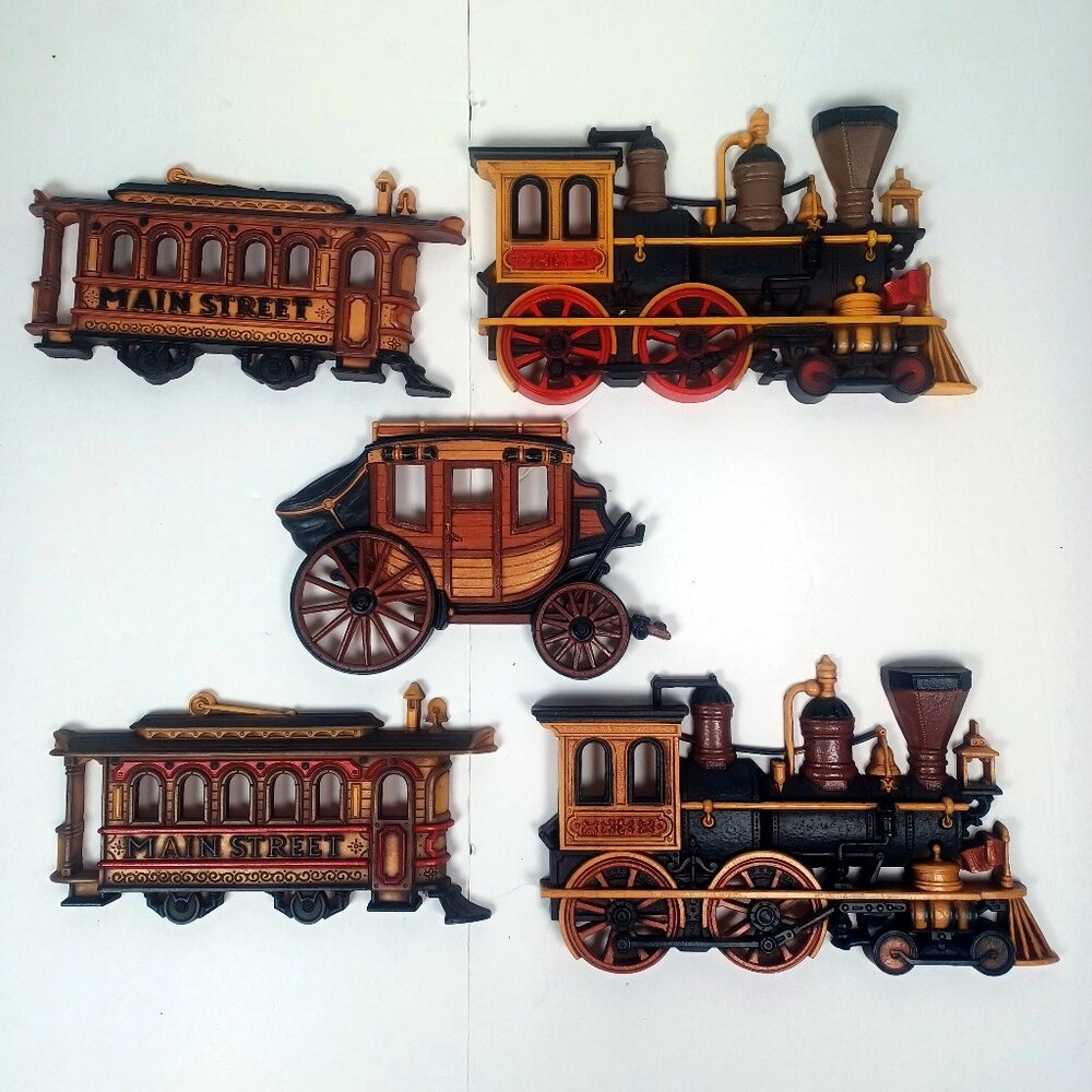 Vtg 1975 5 Piece Homco Train Trolley Stagecoach 3D Wall Art Hanging Decor